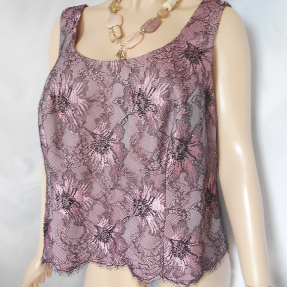 New CARMEN MARC VALVO Sz 14W Dentelle Evening Top - Picture 5 of 8